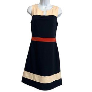 41 Hawthorn Dress Cream Blue Red Colorblock Sleeveless Knit Knee Length Size XS